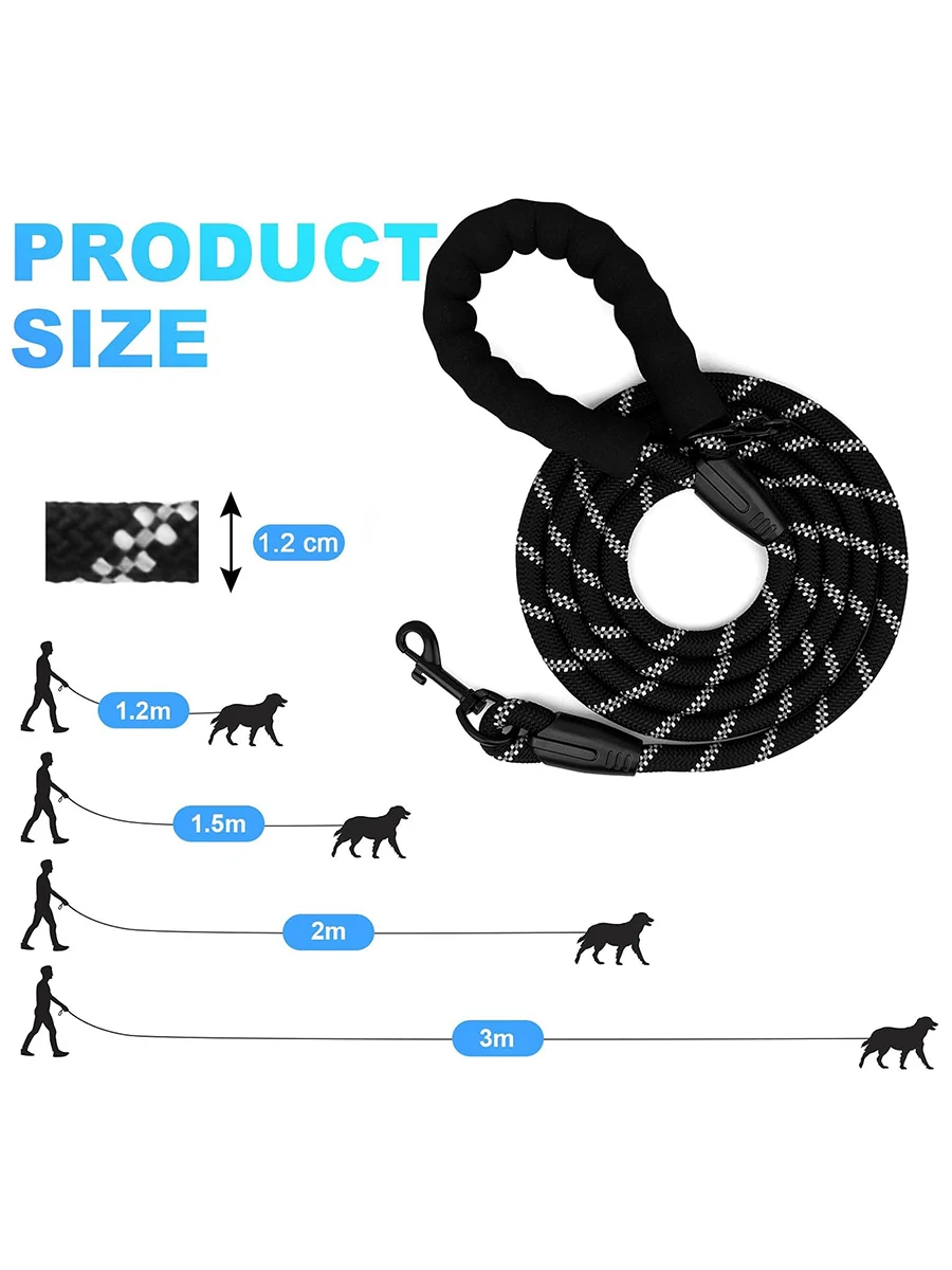 Long Dog Training Lead With Padded Handle For Walking And Training_voghion.com