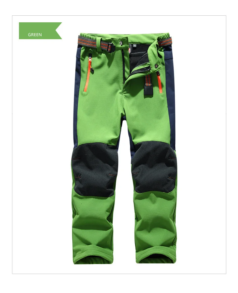 Wasserdichte Outdoor-Hosen für Kinder, warme Hosen, sportliche, winddichte Kletter-Leggings, Patchwork-Softshell-Outfits, Kinderbekleidung – Detail 9