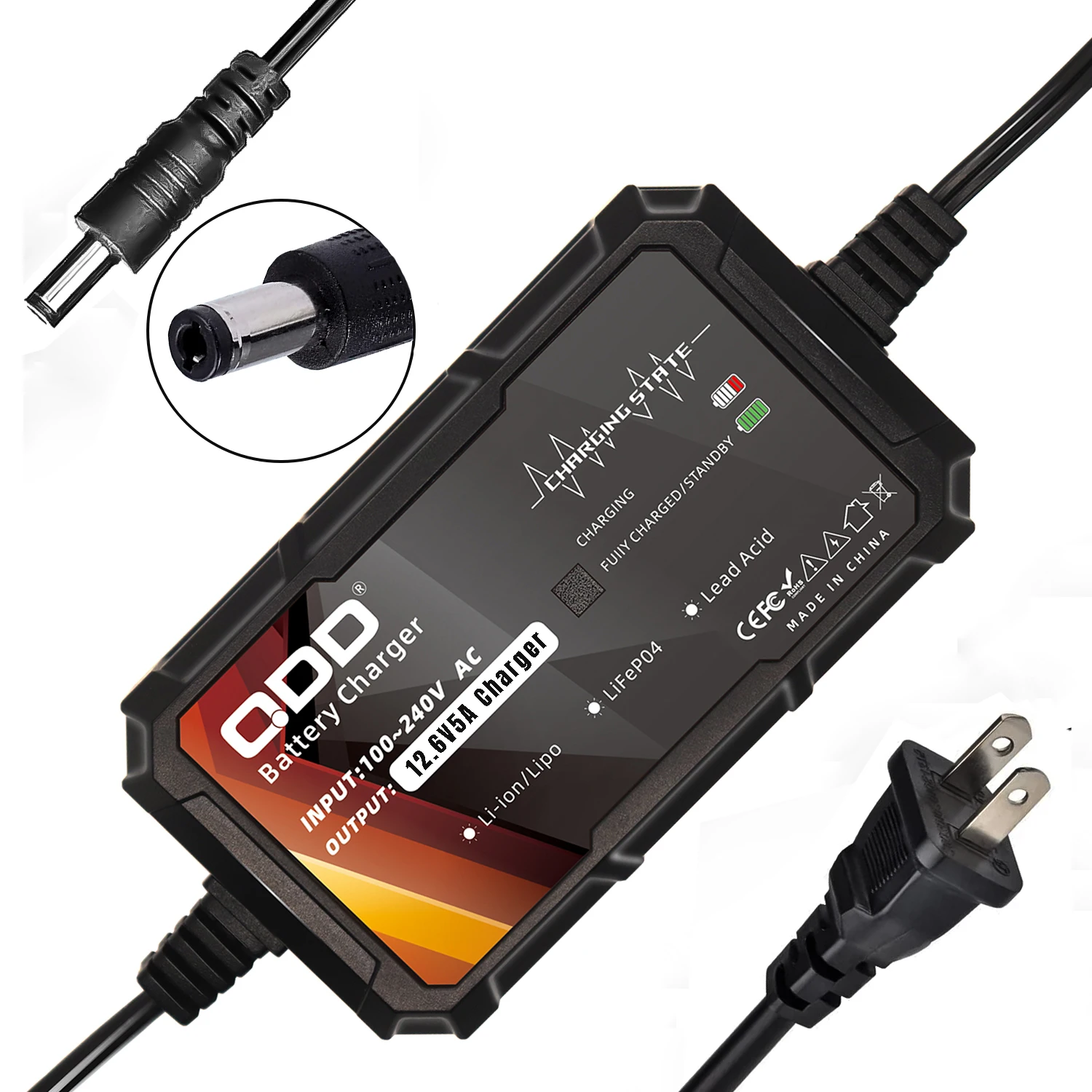 

Зарядное устройство для литиевых батарей QDD 12,6 в 5 А с разъемом DC/RCA/XLR/M16 Для 11,1 В 3S, зарядное устройство для литий-ионных батарей