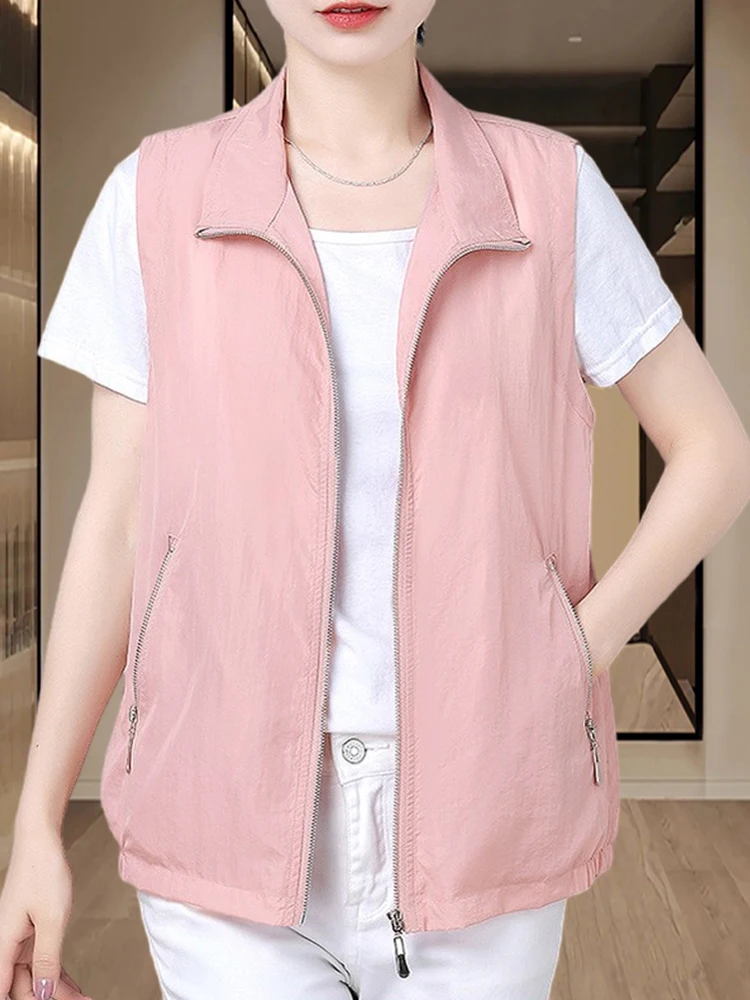 

Женская свободная тонкая летняя жилетка: модная, с защитой от солнца, повседневная, спортивная, для женщин среднего возраста, удобная, для поездок на работу, стильный дизайн