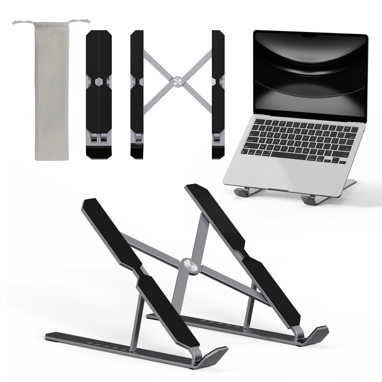 MUCW MXS2 Portable Foldable Laptop Stand Ergonomic X Cooling Design Aluminum Alloy Notebook Riser Anti Scratch Pad For Office Business Trip Home Daily Use