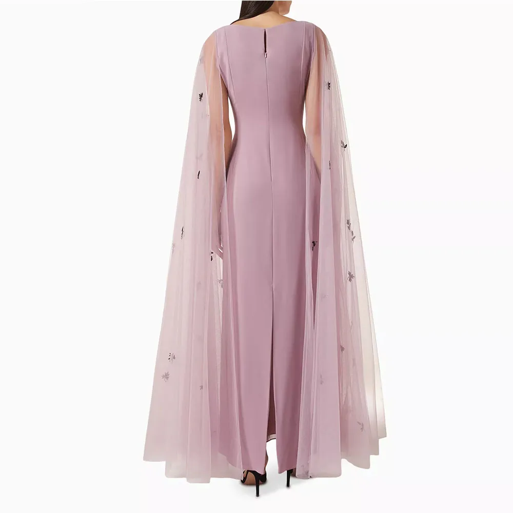 Modern Customized Evening Dress Cloak Sleeves Saudi Arabia Dress Floor Length  Prom Dress Sleeveless Formal Party Gown