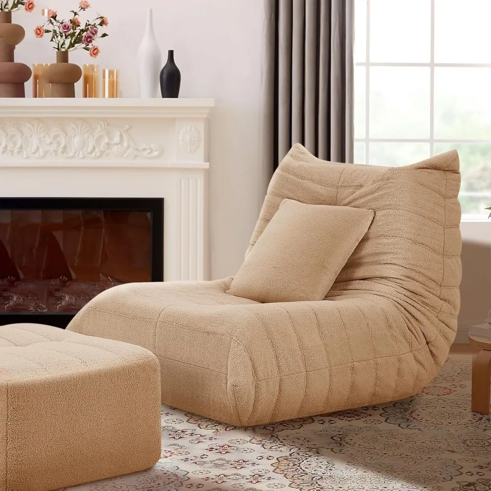 

Стул-мешок Большой диван для взрослых Стул Fireside Стул Togo с пуфиком и подушкой Наполненный пеной с эффектом памяти Тафтинговый удобный ленивый пол