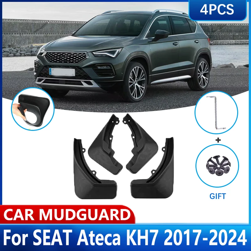 Para SEAT Ateca KH7 2017 2018 2019 2020 2021 2022 2023 2024 4 Uds guardabarros de coche guardabarros protector contra salpicaduras guardabarros