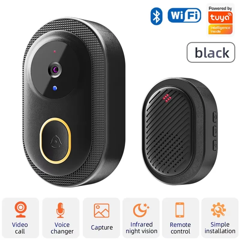 AB53 Tuya Wifi Video Doorbell ไร้สาย HD กล้อง IR Alarm Security สมาร์ทหน้าแรก Wifi Intercom ประตู Bell กล้องสําหรับ Home