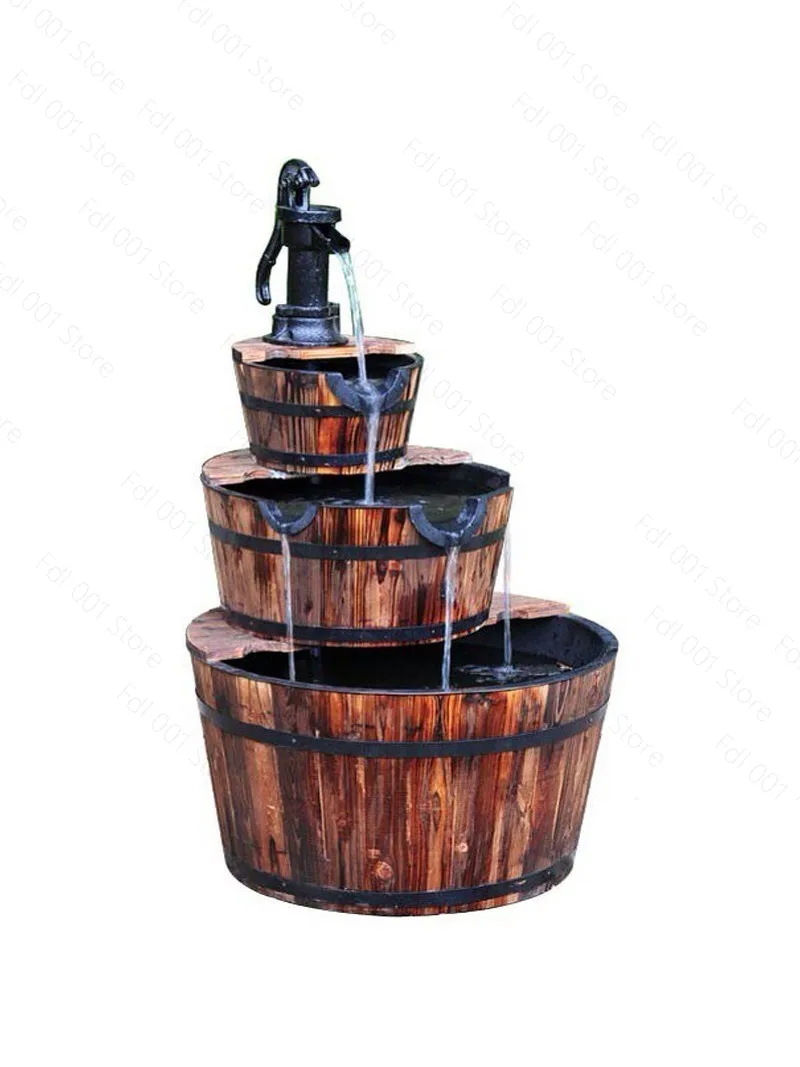 

Antiseptic Wood Landscape Fish Pond Fountain Outdoor Garden Balcony Courtyard Feng Shui Flowing Water Ornament