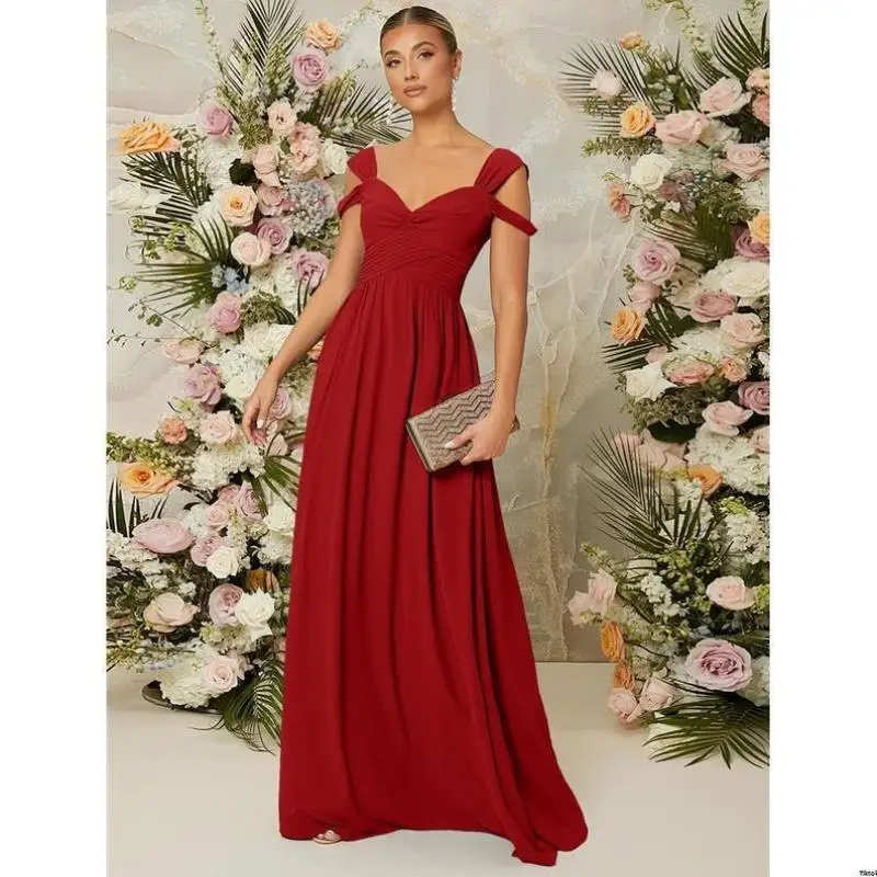 Cross-Border New Wedding Dr Accory Maidsmaid Dr Bal H-Sle Tee-Quarter Sve Linen Ciwalk Fem Dr