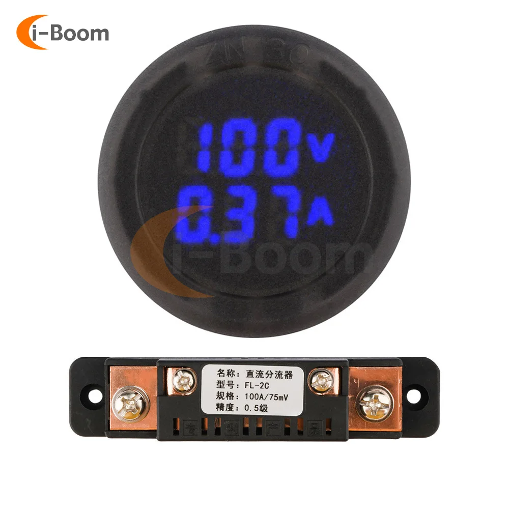 DC 5V ~ 100V LED Digital Display Voltmeter Ammeter Round Shape High Precision Voltage And Current Monitoring Instruments