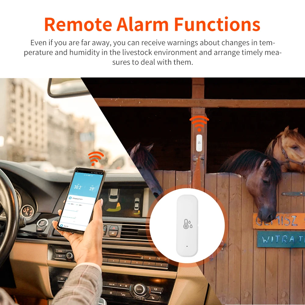 Tuya WiFi مستشعر درجة الحرارة، ميزان حرارة الغرفة، تطبيق المنزل الذكي، مراقبة في الوقت الحقيقي، أتمتة المنزل المتوافقة مع Alexa Google