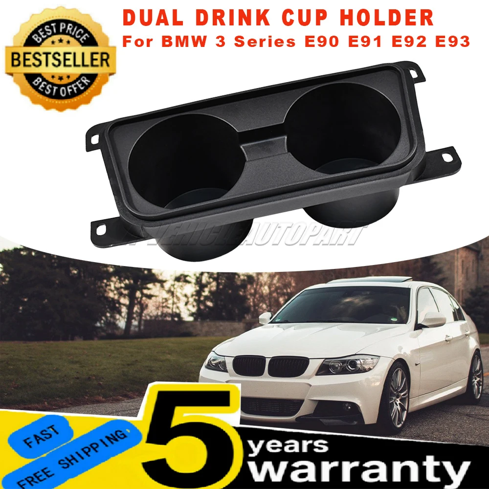

New For BMW 3-Series E90 E91 E92 E93 2005–2012 1Pc Center Control Water Dual Cup Holder Replacement Part black Car Accessories