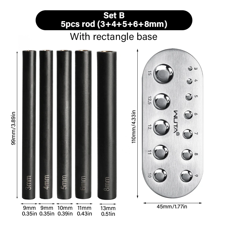WUTA Rivets Setting Tools Kit Installation Mold Setter (without Base / with Base) DIY Hand Punching for Leather Craft Bags Shoes