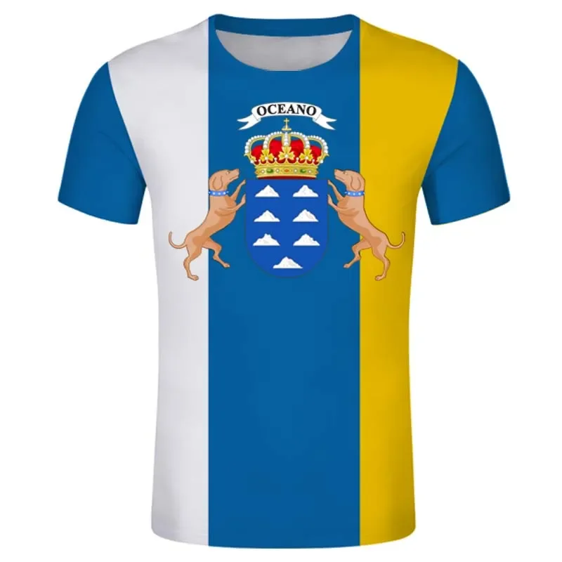 Canary Islands  Men T Shirt Free Custom CanariesFlag Tshirt ISLAS CANARIAS Espanol Young Man SPAINISH Clothes