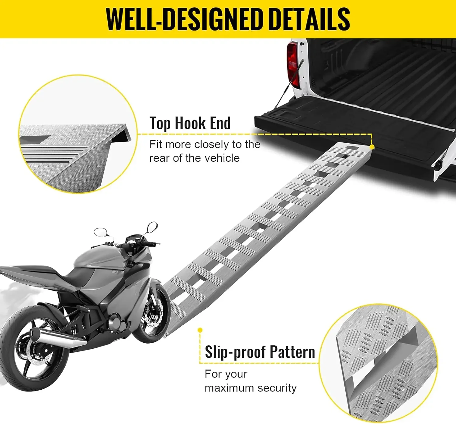 84x14 Inch Aluminum Ramps 6000LBS Capacity Car Trailer Truck ATV Ramps 1 Pair 2 Ramps