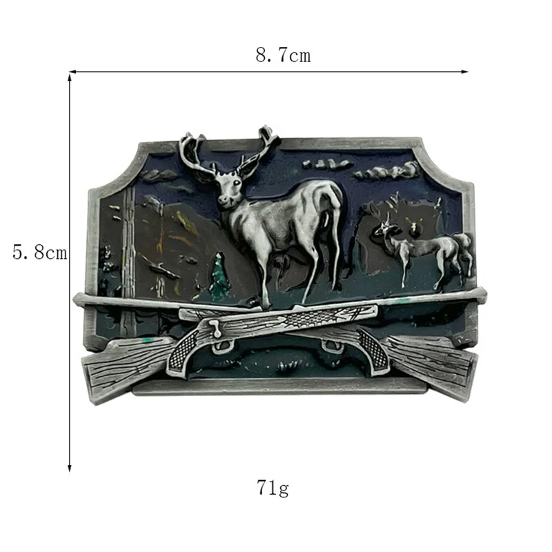 Gesper ikat pinggang rusa berbahan paduan seng model pistol ganda bergaya Barat