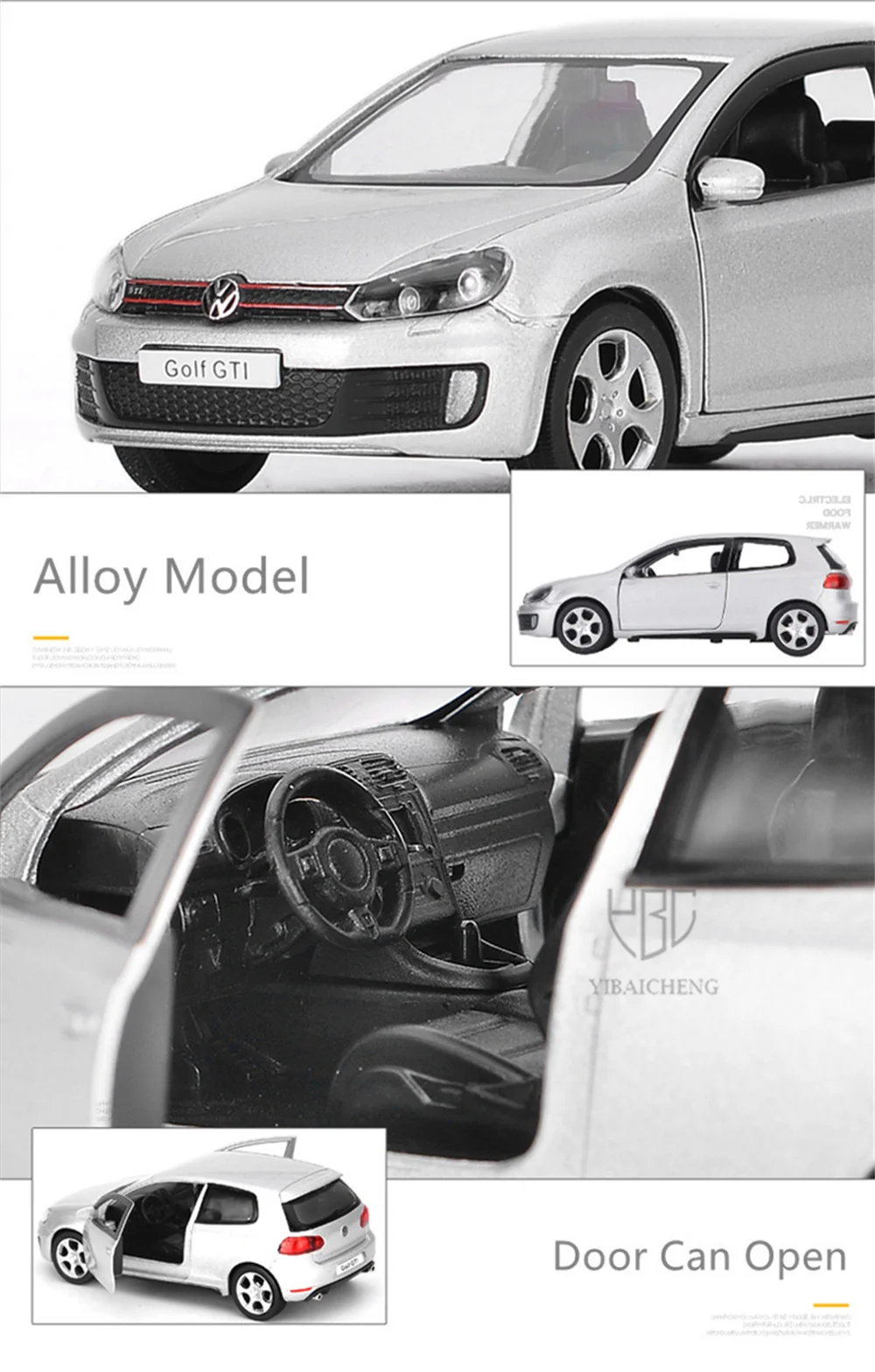 1:36 VW Golf 6 GTI Druckguss-Legierungsautomodell, Spielzeugfahrzeug, Metallsimulation, Spielzeugautomodell, 2 Türen geöffnet, Kinderspielzeug, Geschenk – Detail 5