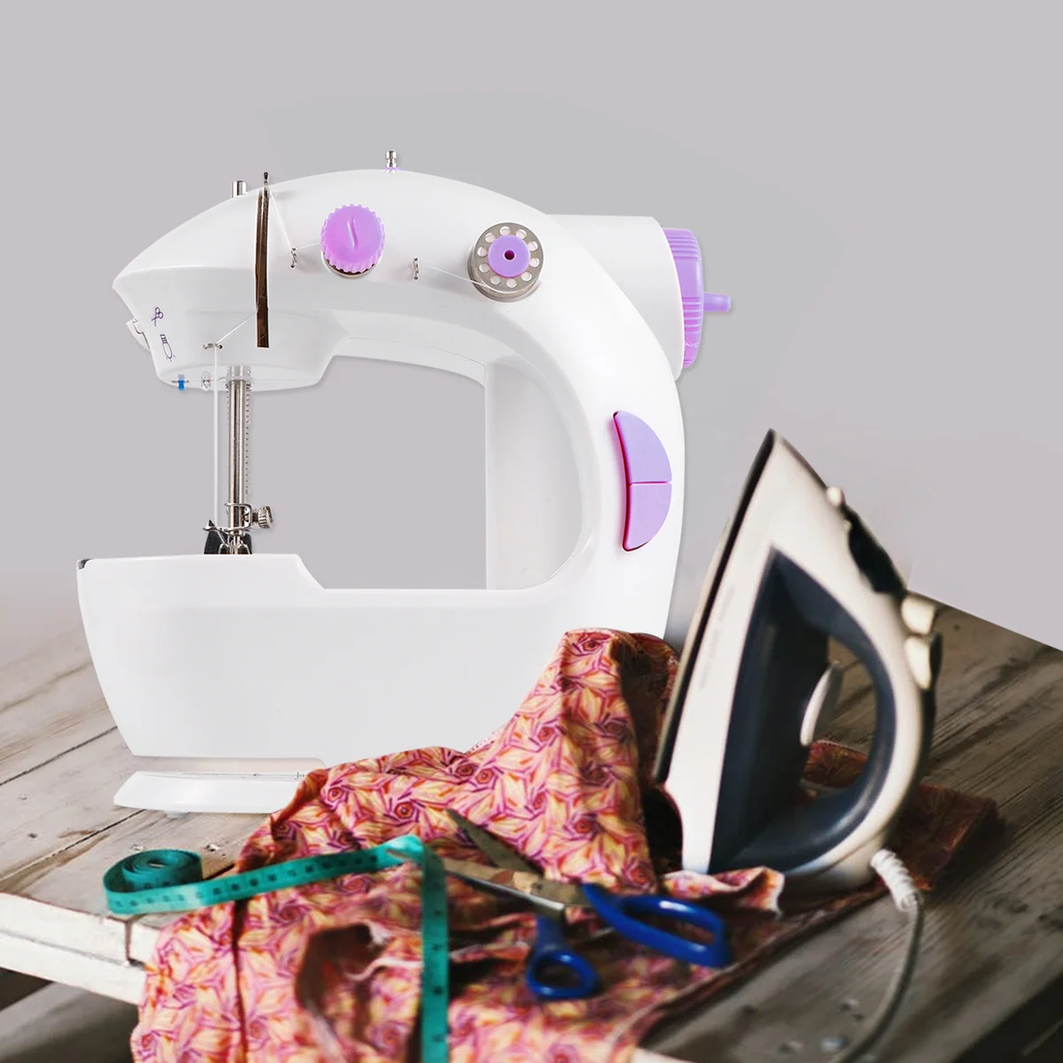 

Mini Electric Multifunctional Sewing Machine Small Desktop Home Sewing Machine Purple ABS Alloy Compact Safe Efficient