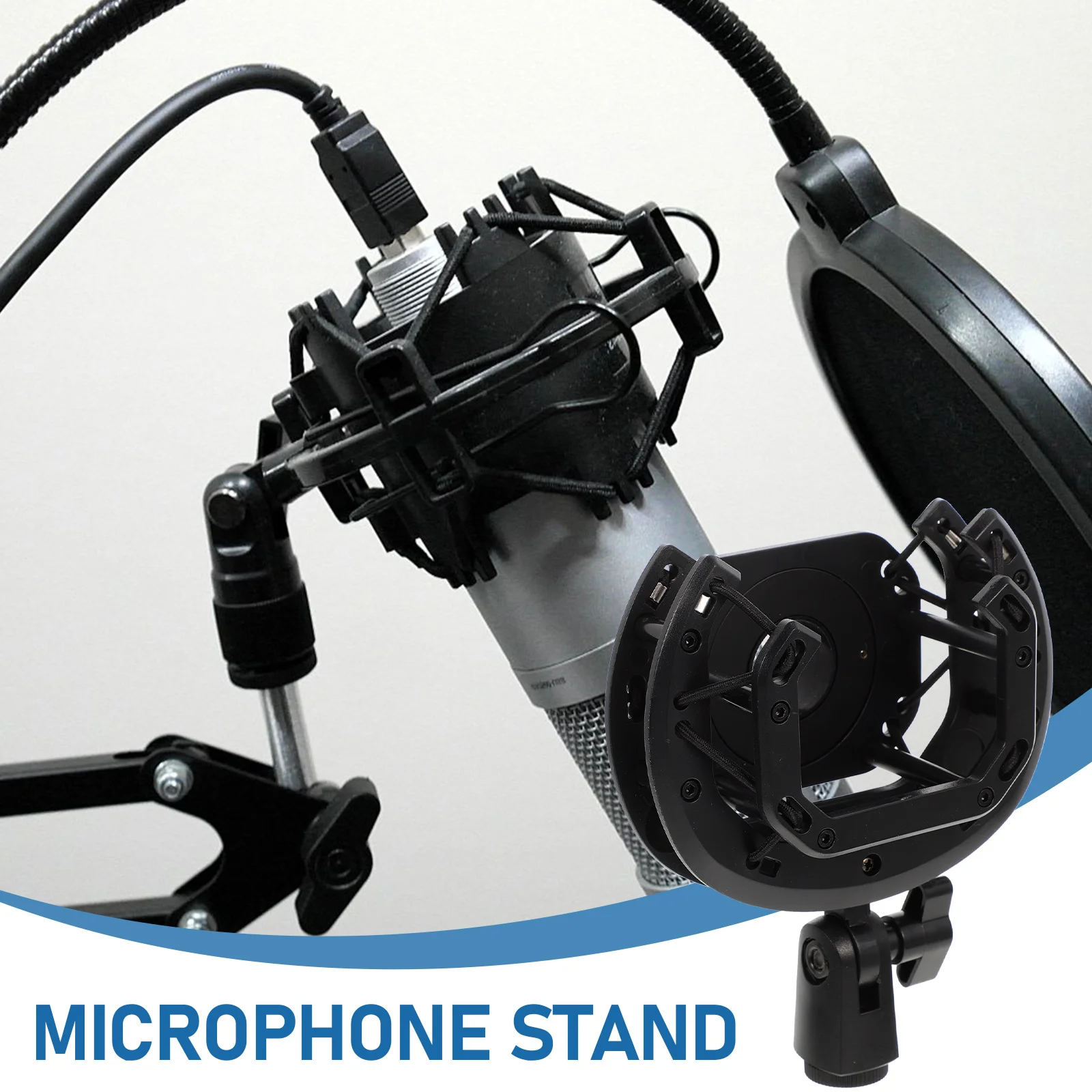 

Lightweight Shockproof Microphone Clamp Mount Bracket Holder Black Plastic Clip