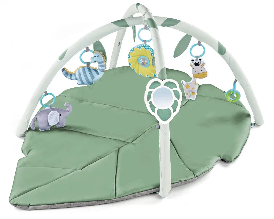 Baby Play Gym & Activity Mat, Leaf Shaped Baby Tummy Time Play Mat with 6 Detachable Toys, Promotes Motor Skills & Sensory Devel view 2