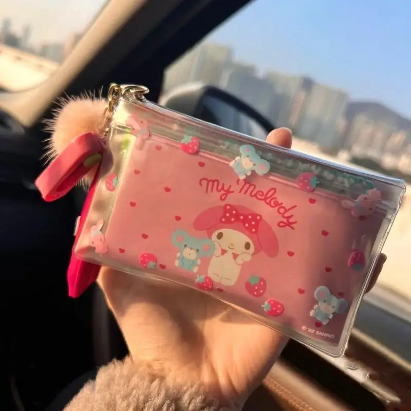 Japońskie Kawaii Sanrio Hello Kitty moja melodia kreatywne peryferyjne kreskówki Pvc przezroczysta torba do przechowywania prezenty dla przyjaciół