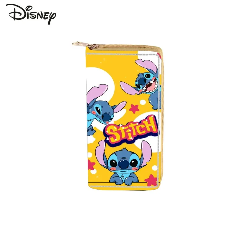 Stitch New Women's Long Wallet Fashionable High Quality PU Men's Card Bag Storage Cartoon Versatile Multi Functional Zero Wallet
