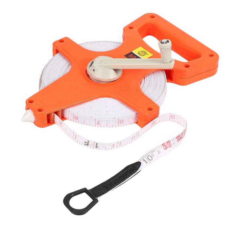 1Pc 30M/100Ft Meter Open Reel Fiberglass Tape Measure Inch Metric Scale Impact Resistant Plastic Measure Tools