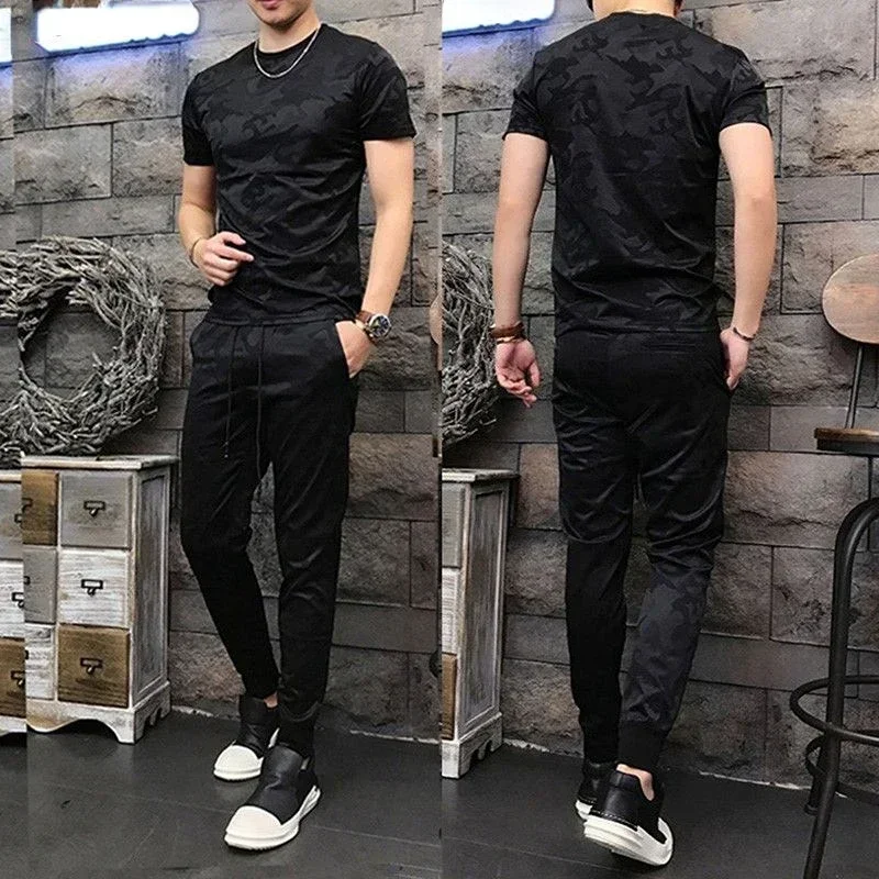 Top 5xl Sports Suits Loose T Shirt Man Smooth Tracksuit No Logo Pants Sets Camouflage Men's Clothing Casual Basic Outdoor Xl