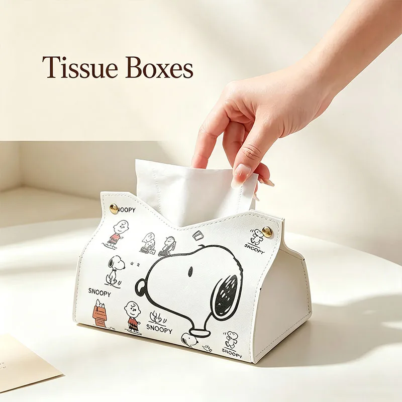 Snoopys Tissue Boxes Waterproof Napkin Holder Portable Foldable Car Tissue Box Bathroom Decoration Kitchen Accessories