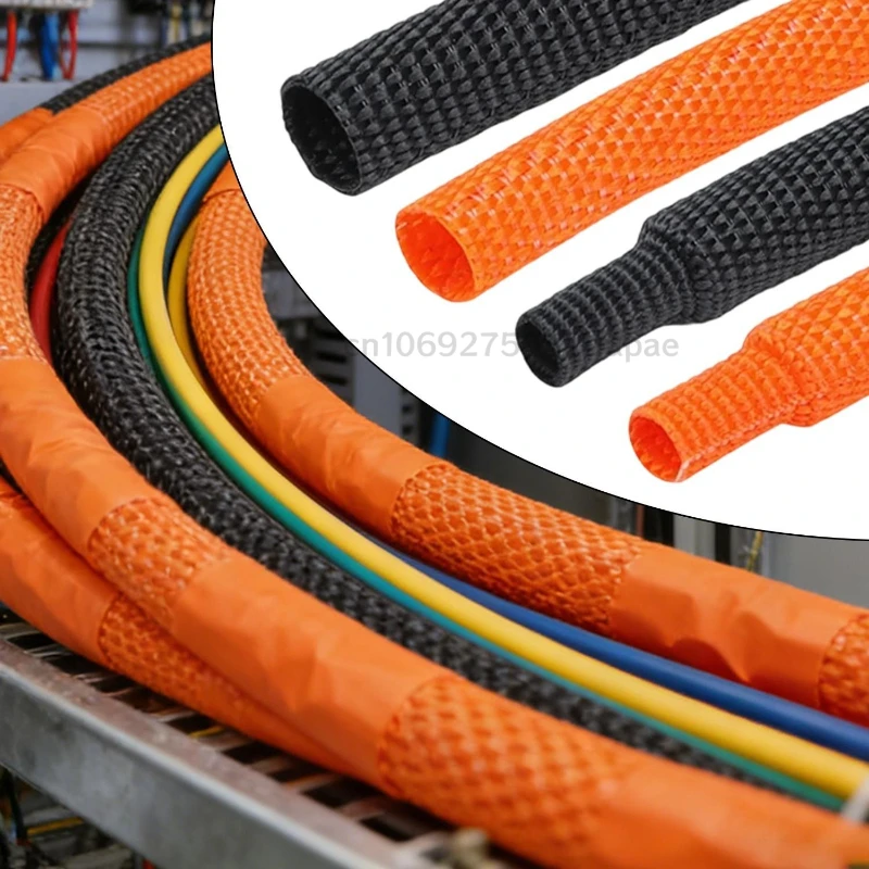Wearproof Solid Color Heat Shrink Heat Shrink Tube Braided Tubing Orange Sleeve Anti-abrasion Protection for Cable Management