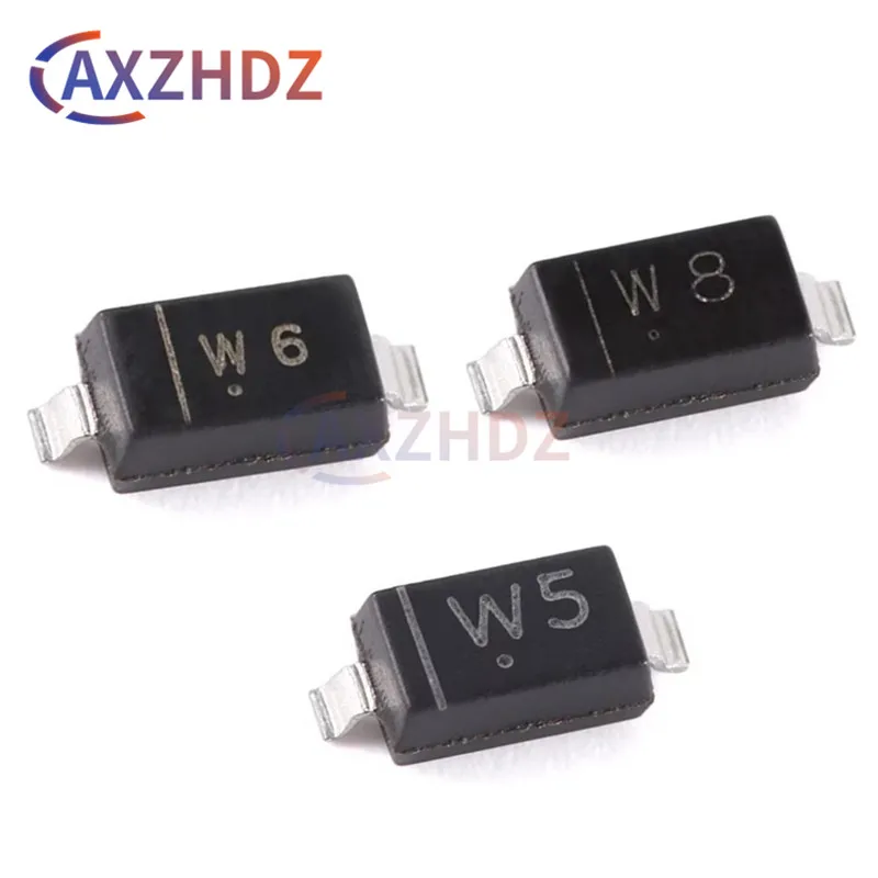 

100PCS BZT52C3V9 3.9V W5 BZT52C4V3 4.3V W6 BZT52C4V7 4.7V W7 BZT52C5V1 5.1V W8 BZT52C5V6 5.6V W9 350mW SOD-123 SMD Zener Diode