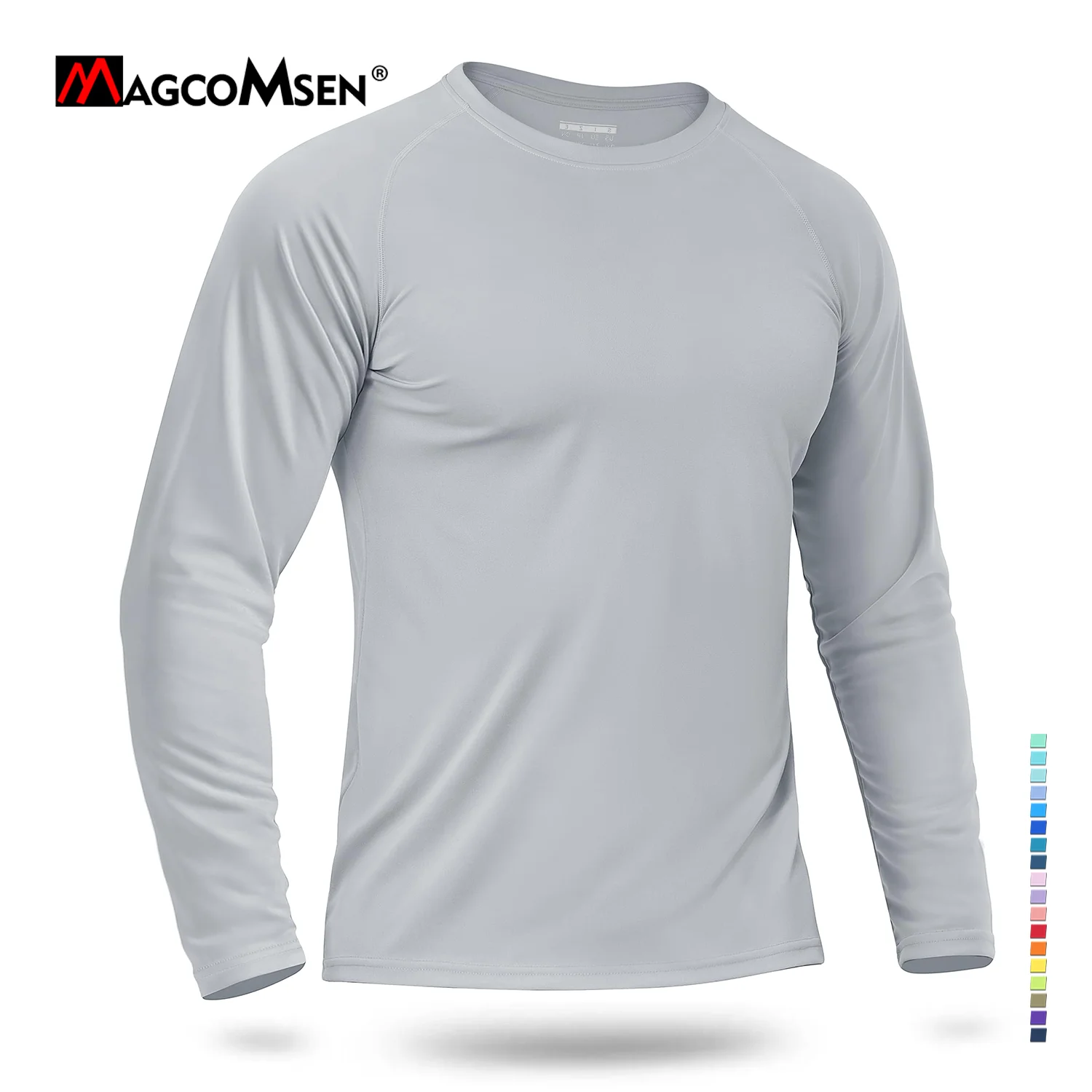 MAGCOMSEN UPF 50+ Quick Dry Long Sleeve T-shirts Men's UV Block Sun Shirts Performance Swim Athletic Workout T-shirt Summer Tees