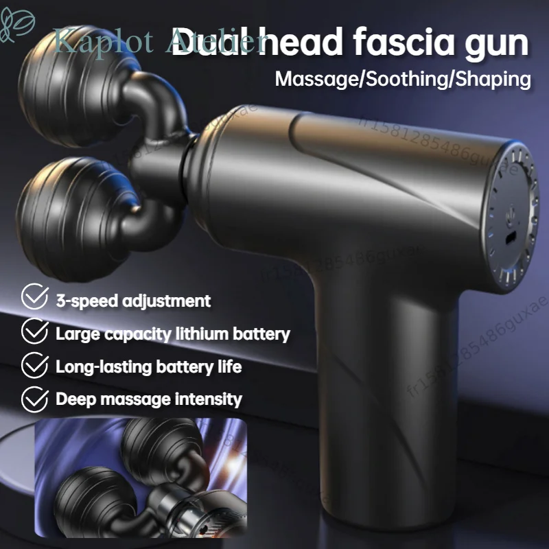 Nouveau pistolet de massage intelligent mini à double tête, multi-vitesses réglables, masseur électrique portable multifonctionnel pour relaxation musculaire profonde, outil de massage cervical et corporel pour la salle de sport, l'entraînement, la maison et le bureau
