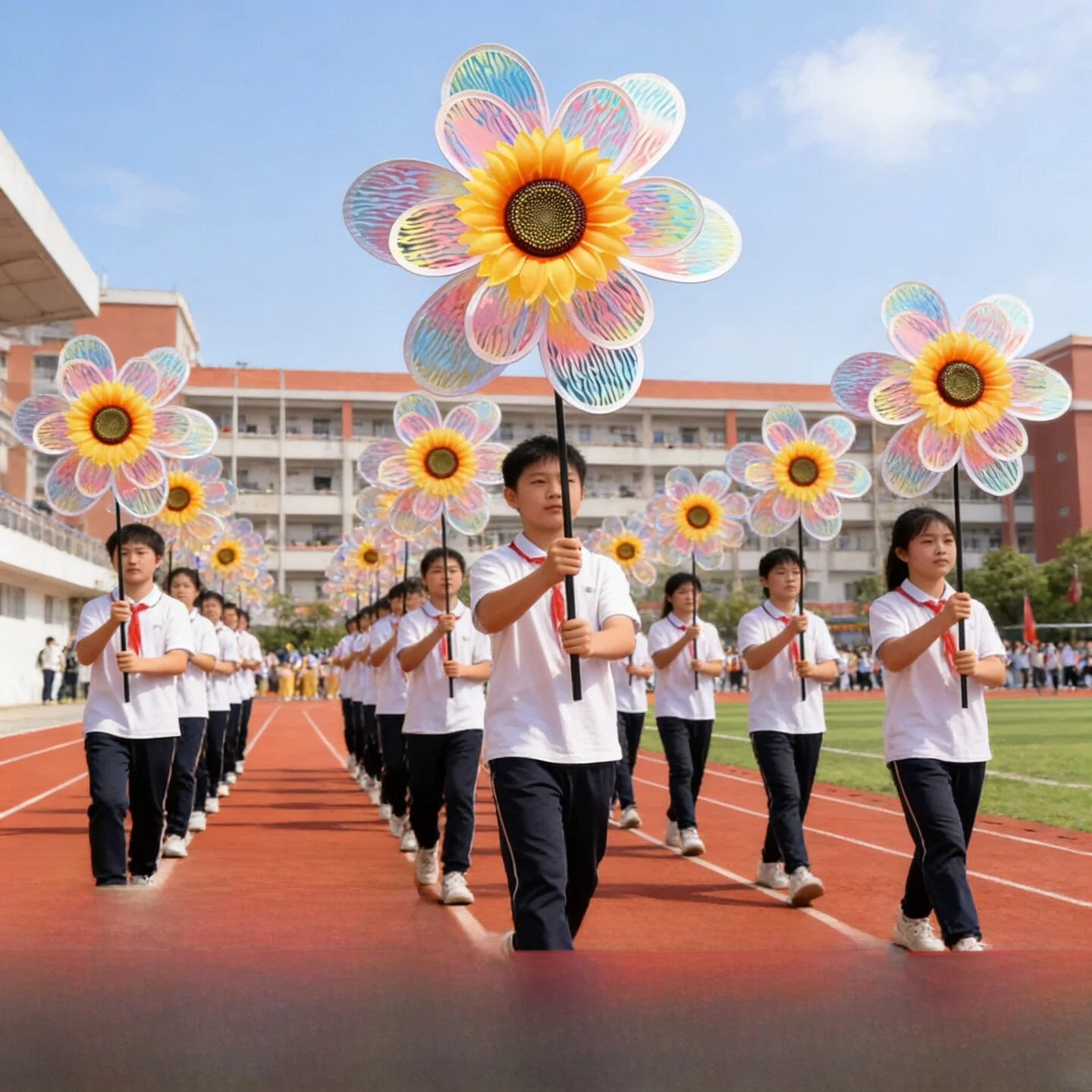 creative-handheld-rotating-sunflower-prop-for-opening-ceremony-entrance-parade-festival-celebration-outdoor-event