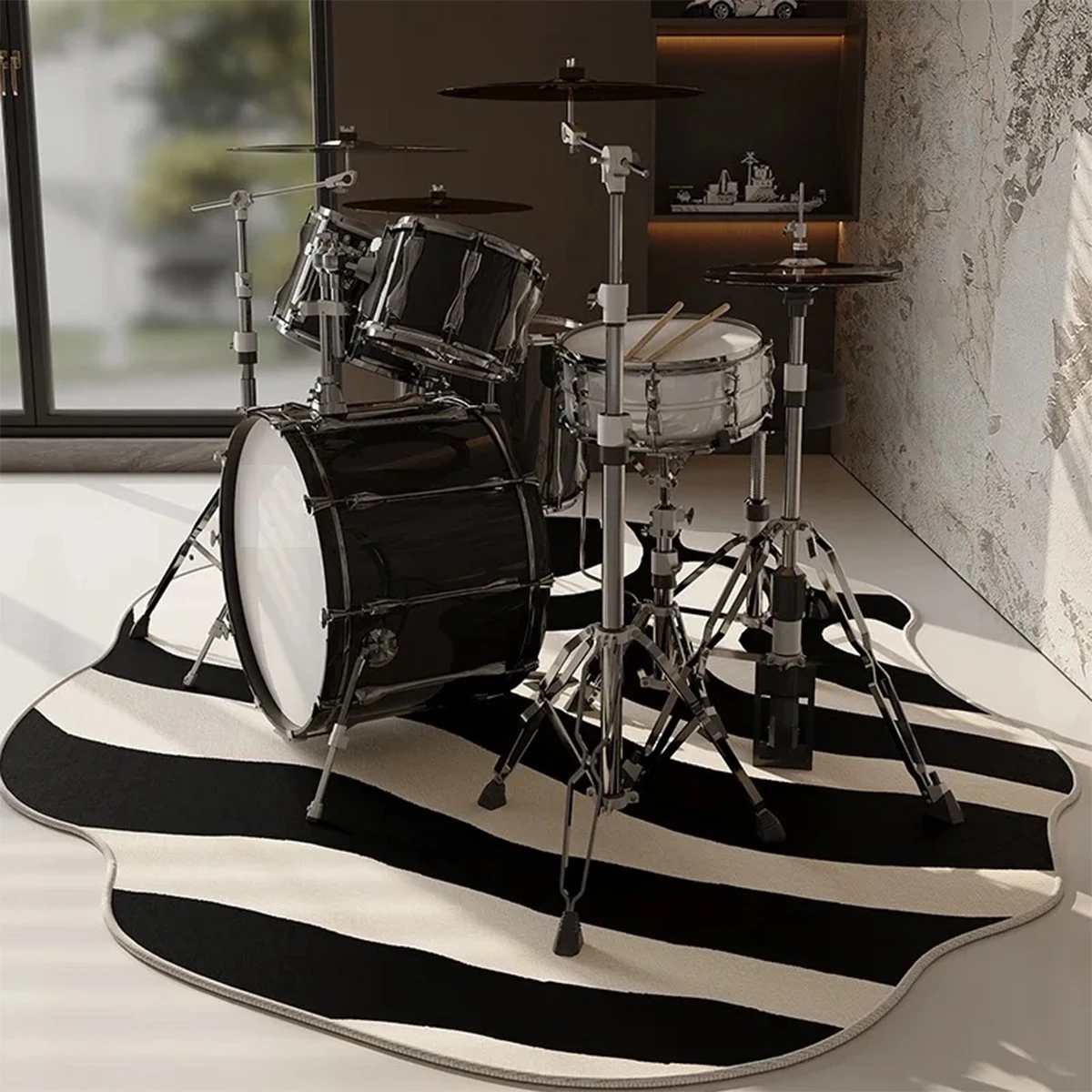 

Drum Carpet Non-slip Waterproof Soundproof Rug Irregular Line Music Room Floor Mat Large Size Home Decoration Mats Alfombra 양탄자