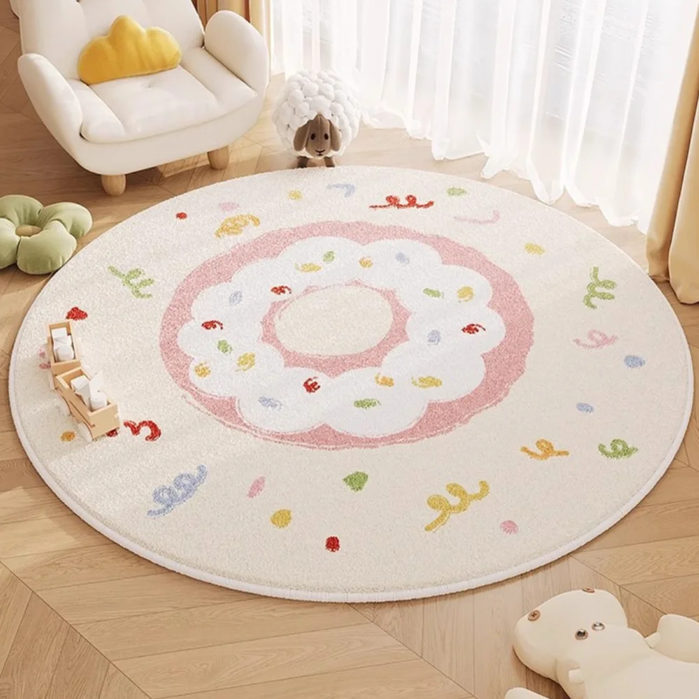 Colourful Donuts Fluffy Carpet For Living Room，Plush Bedroom Rug For Kids，Soft Foot Mats，Hairy Nursery Play Mats For Children