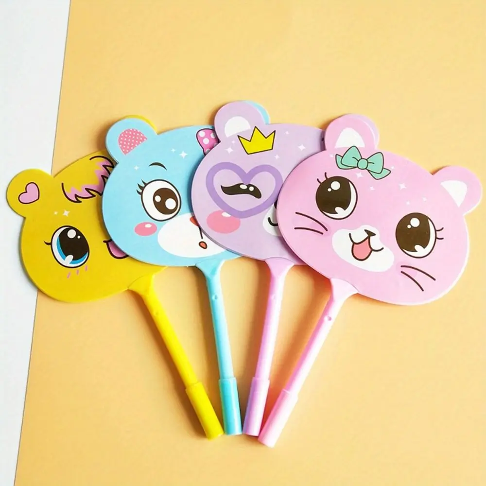

4pcs School Writing Kitten Fan Pen Novelty Stationery Smooth Writing Gel Pens Quick-dry Colorful Neutral Pen Back To School