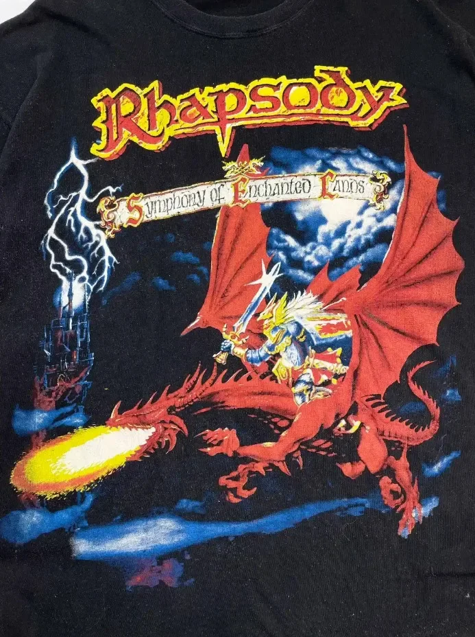 Vintage 1998 Rhapsody Of Fire Band T-Shirt U3537