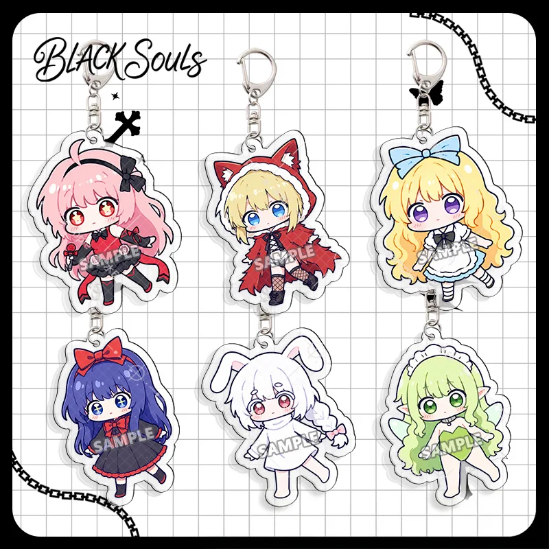 Game Black Souls Red Hood Alice Snow White Victoria Goose Leaf Cosplay Keychain Keyring Pendant Bag Accessories Jewelry Prop