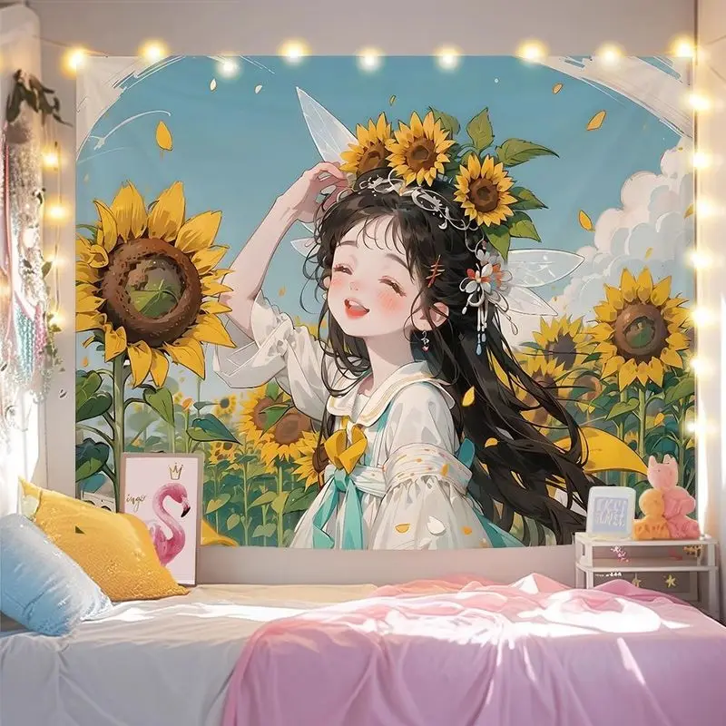 VIKAMA Pink Hair Hanfu Girl Tapestry Wall Hanging Home Decor for Bedroom Living Room Dorm New Chinese anime Clothes