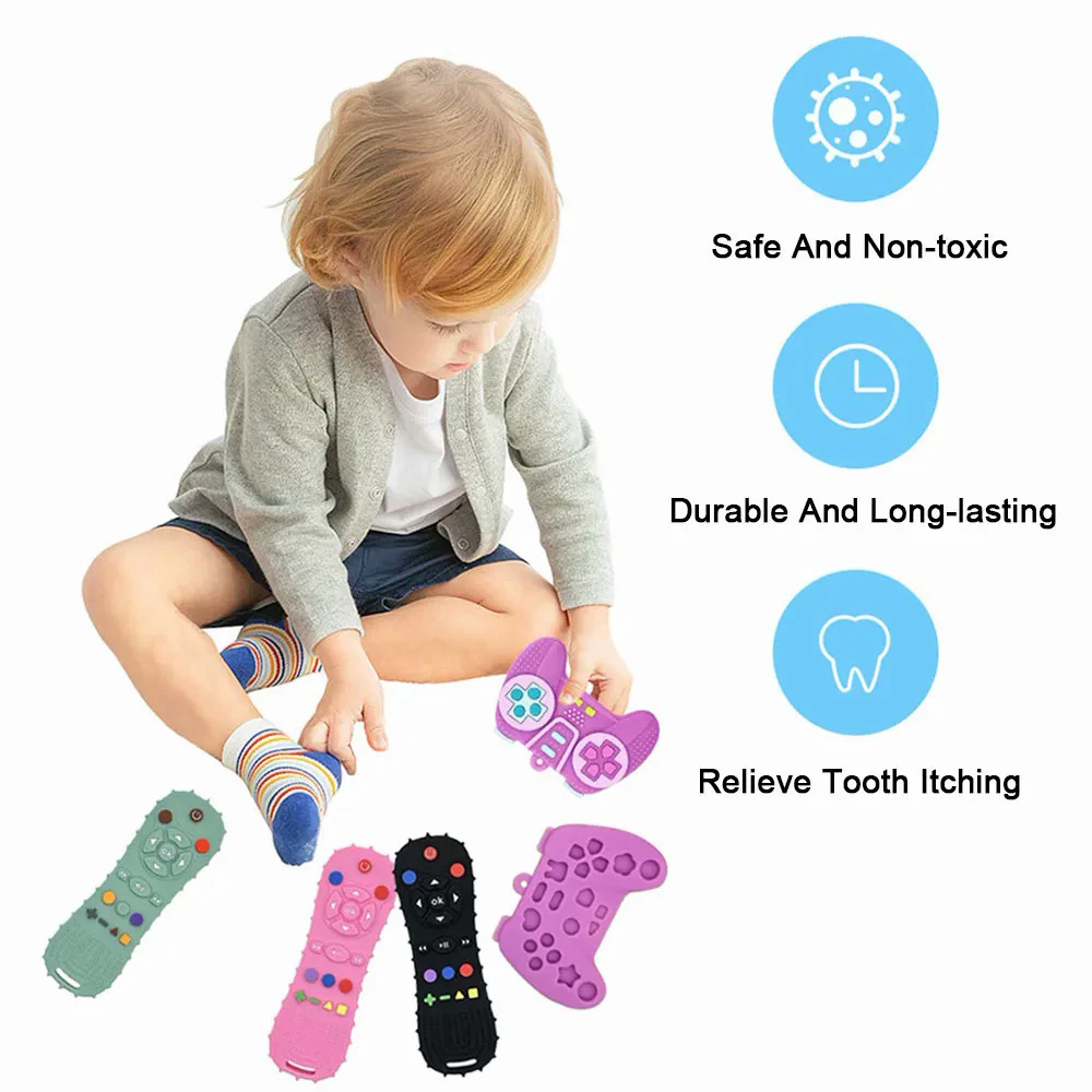 Silicone Baby Teether Chew Toys Remote Control Remote Game Controller Shape for Rodent Toy for Babies Sensory Educational Gifts