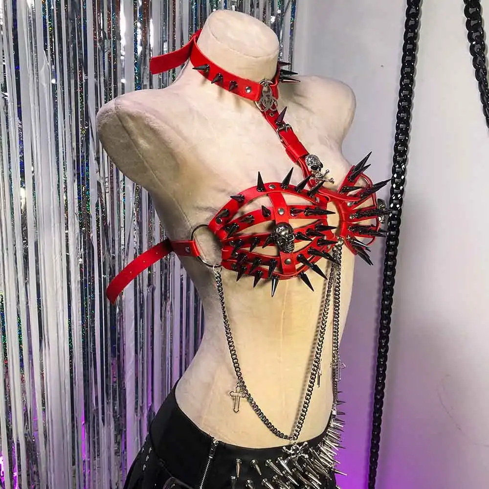 

Grunge Gothic Cross Skull E-Girls 90s Kawaii Punk Rock Studded Rivets Harajuku Eco Teen Goth Cyber Emo Y2K Vegan Leather TOPS