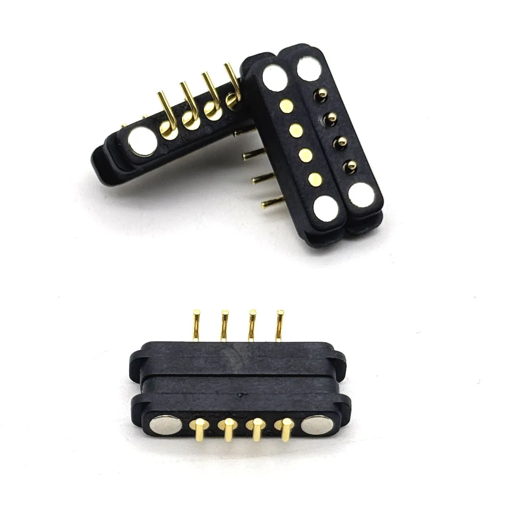 4Pin Waterproof Magnetic Pogo Pin Connector Spring Loaded Male Female Curved Needle DC Signal Transmission Charging