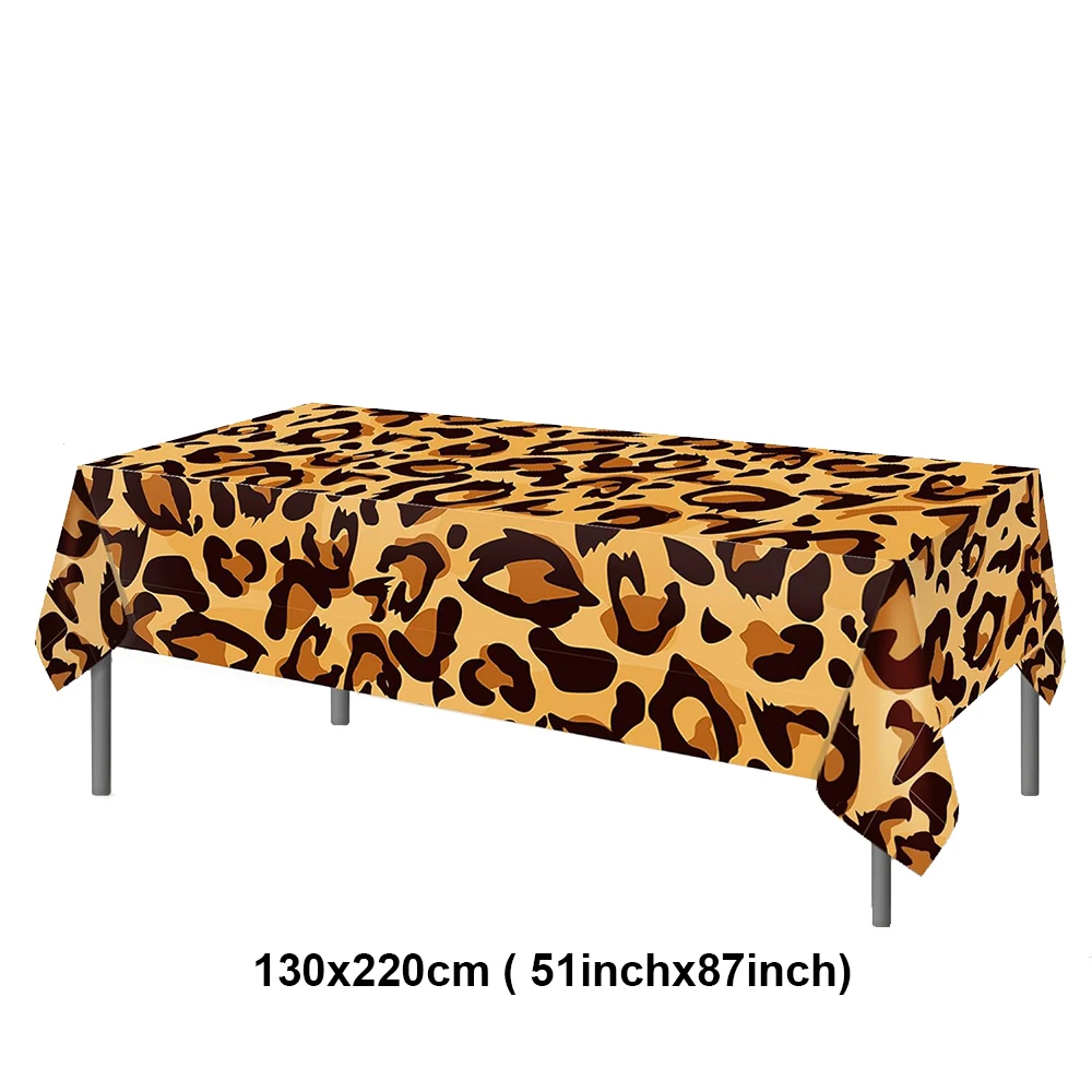 Leopard Print  Disposable Tableware Plate Cup Napkin Tablecloth Straw Balloon Cheetah Print Jungle Animal Theme Party Decor