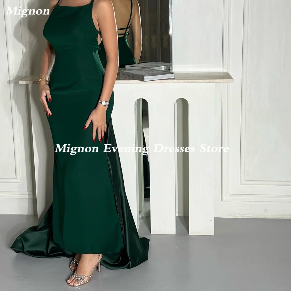 

Mignon Crepe Mermaid Square Neck Ruffle Formal Prom Gown Ankle Length luxury Evening Formal Elegant Party Dress for Women 2023