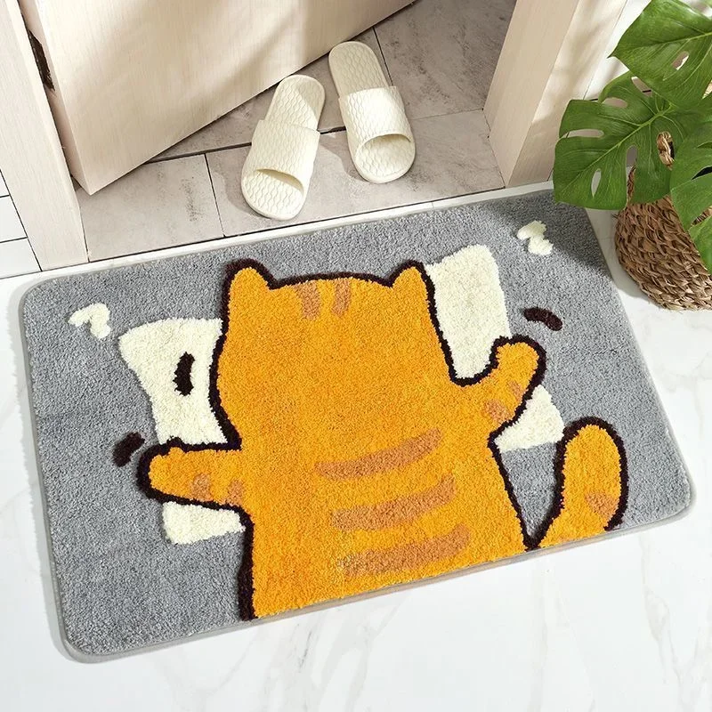 VIKAMA Non-slip Faux Cashmere Rug Soft Absorbent for Bedroom Entryway Home Decor Washable