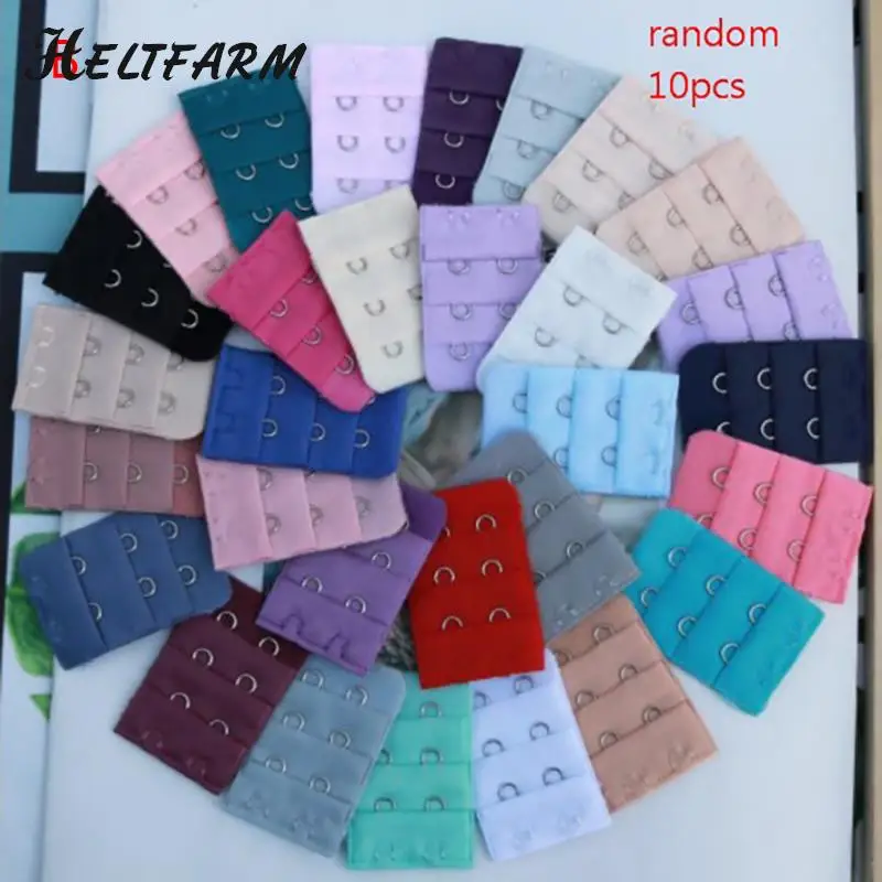 10PC 3 Rows 2 Hook Bra Extenders Strap Adjustable Belt Buckle Intimates Bra Accessories Extension Strap Hook Clip Expander