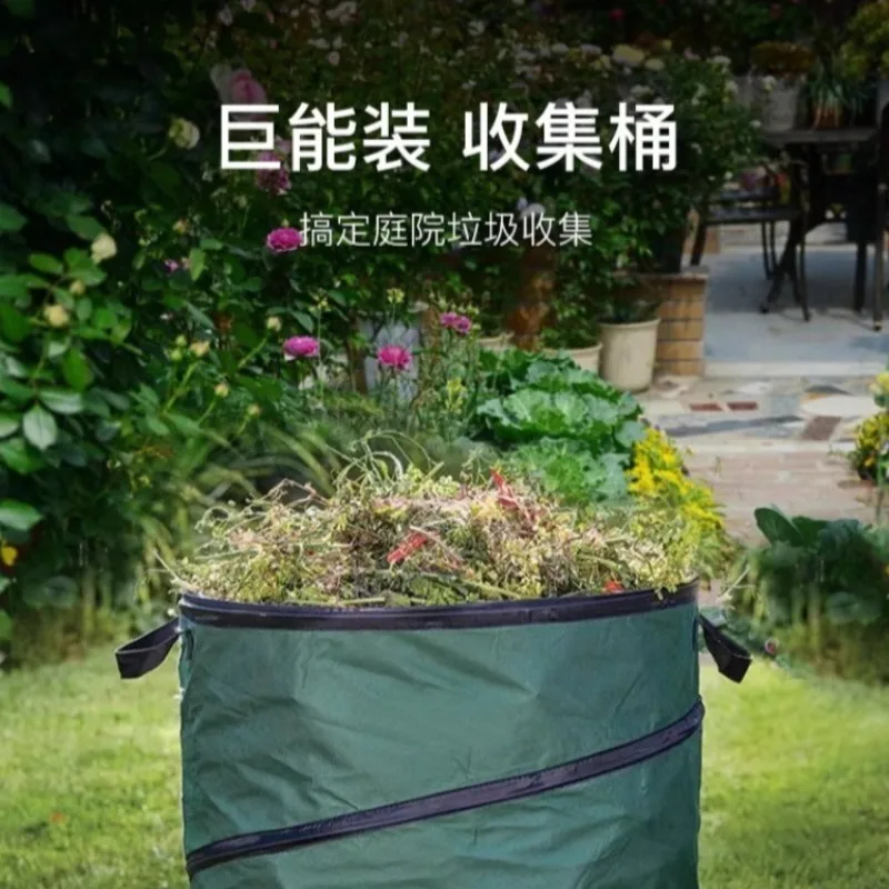 Tas Pengumpul Daun Kapasitas Besar Kain Oxford Hortikultura, Tahan Air, Tebal, Penyimpanan Ember Lipat Portabel