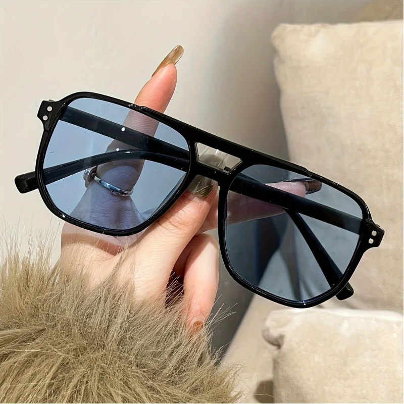 1PC Of Simple Square Double-beam sunGlasses for women, Unisex Is A Must-have, Suitable For A Variety Of Occasions