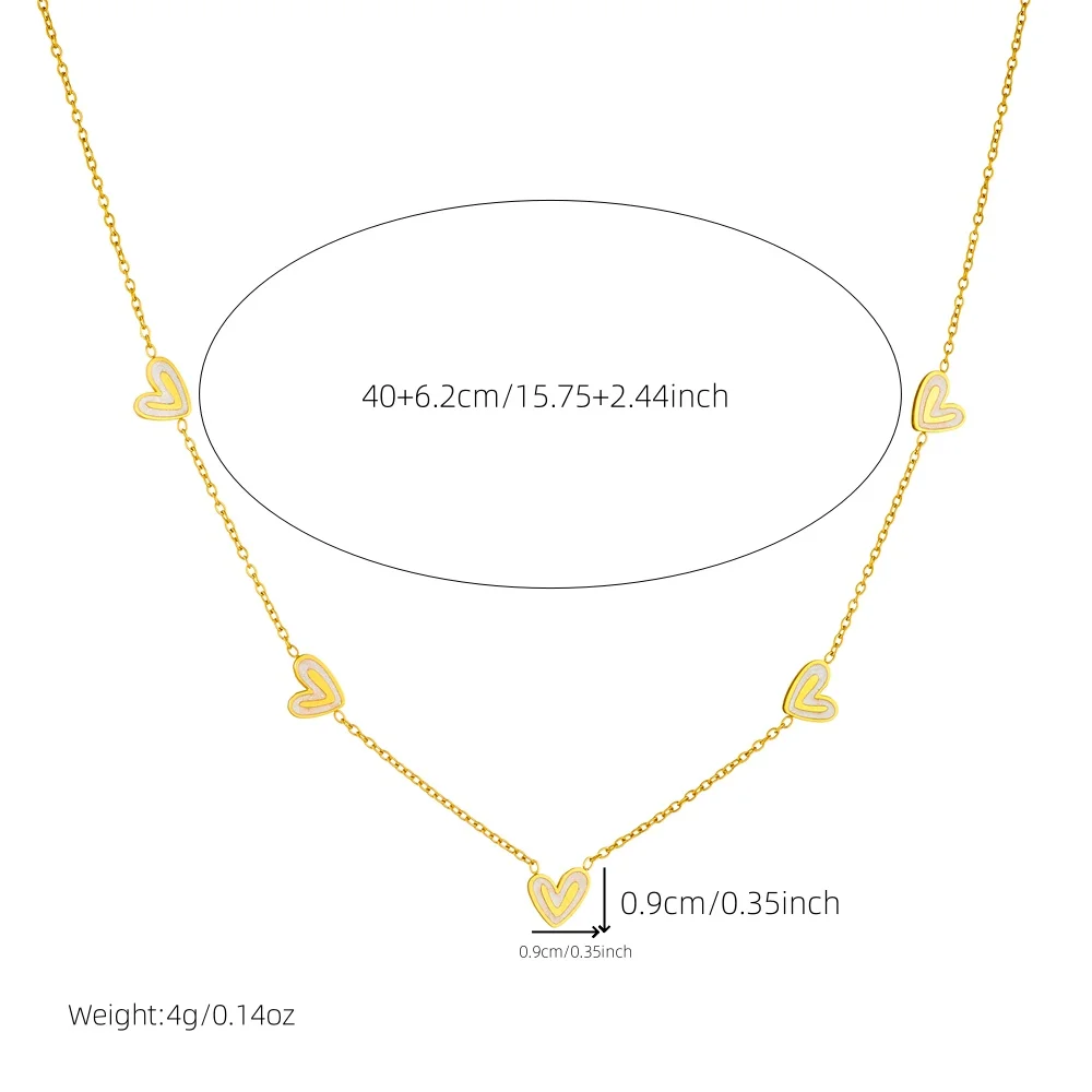 DIEYURO 316L Stainless Steel Minimalist Two-tone Heart-shaped Necklace Earrings Bracelet Set For Womens New Fashion Jewelry Gift