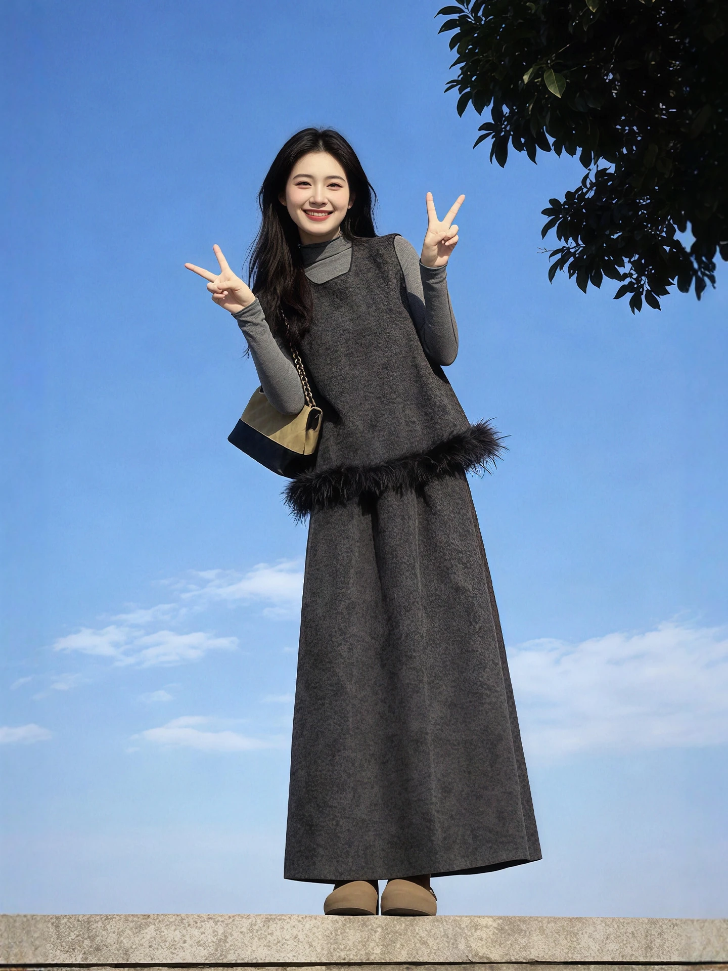 

plus Size Winter Faion Set High Ne Base irt Vest Skirt Tee Piece Women's Clothing Korean Sle Loose Fit Polyester