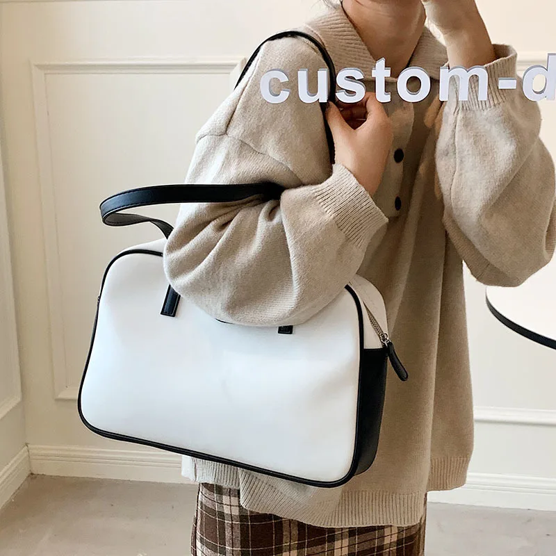 PU Retro Large Capacity Handbags Women 2023 New Korean Fashion Tote Bag Casual Contrast Color Ladies Shoulder Bags for Travel